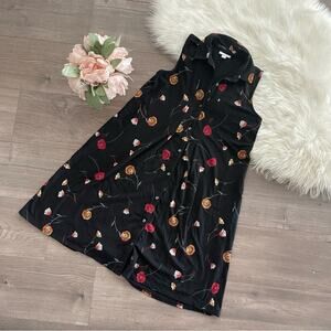 J. Jill Floral Print Black Button Down Shirtdress XS